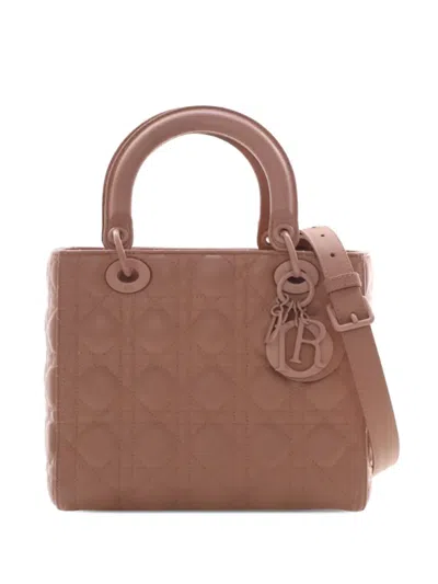 Pre-owned Dior 2019 Medium Ultra Matte Calfskin Cannage Lady  Satchel In Brown