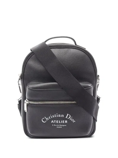 Pre-owned Dior 2019 Mini Grained Calfskin Rider Satchel In Black