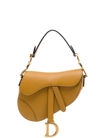 Pre-owned Dior 2019 Mini Grained Calfskin Saddle Bag Satchel In Brown