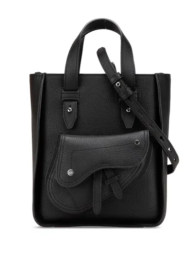 Pre-owned Dior 2019 Mini Grained Calfskin Saddle Tote Satchel