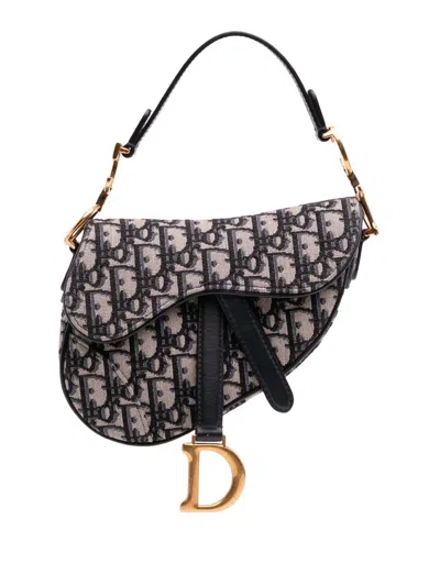 Pre-owned Dior 2019 Mini Oblique Canvas Saddle Bag Satchel