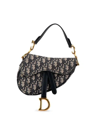 Pre-owned Dior 2019 Mini Oblique Saddle Satchel In Blue