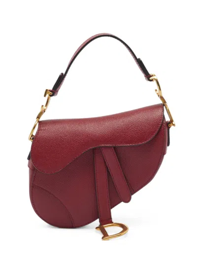 Pre-owned Dior 2019 Mini Saddle Leather Tote Bag In Red