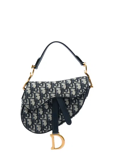 Pre-owned Dior 2019 Mini Saddle Oblique Satchel In Blue