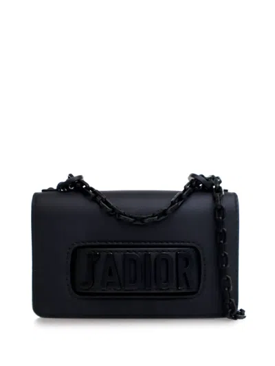Pre-owned Dior 2019 Mini Ultra Matte Calfskin J'a Chain Flap Shoulder Bag In Black