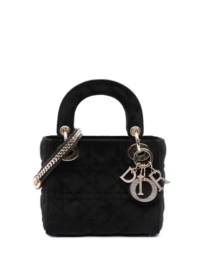Pre-owned Dior 2019 Mini Velvet Cannage Lady  Satchel