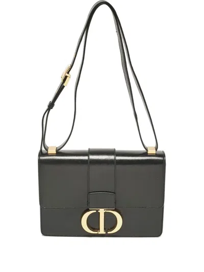Pre-owned Dior 2019 Montaigne 30 Leather Cd Motif Bag In Black