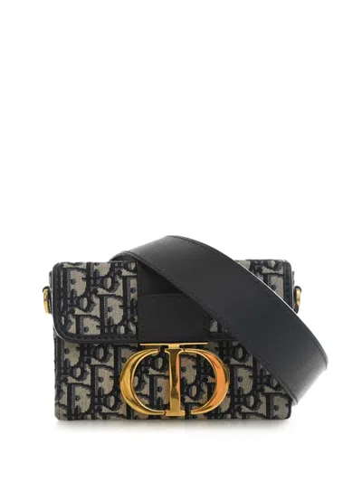 Pre-owned Dior 2019 Oblique Canvas 30 Montaigne Box Bag Crossbody Bag In Blue