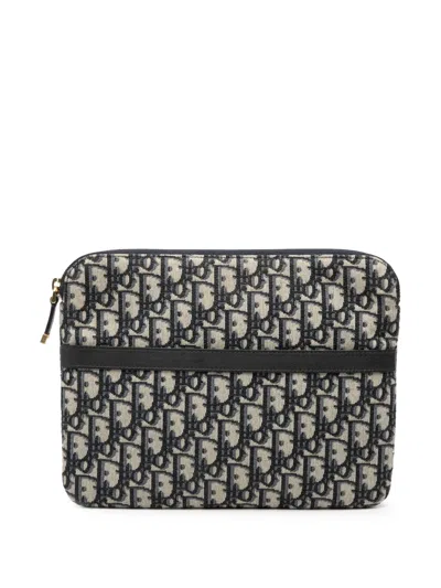 Pre-owned Dior 2019 Oblique Canvas Clutch Bag In Blue