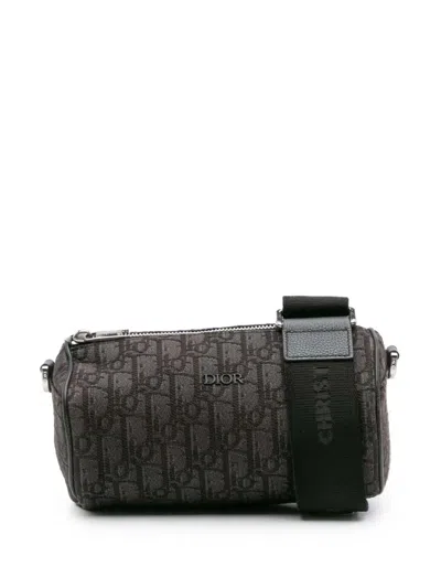 Pre-owned Dior 2019 Oblique Canvas Roller Messenger Bag Crossbody Bag In Gray