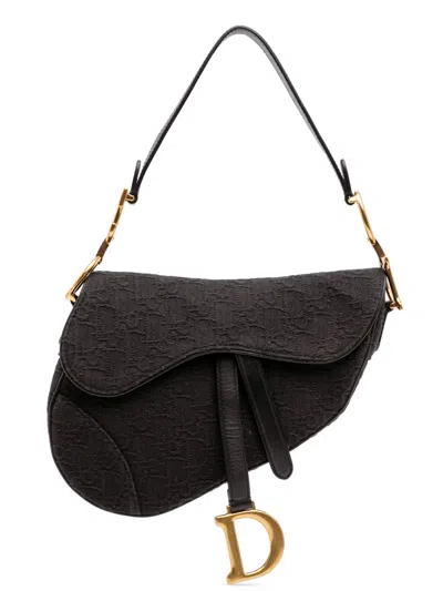 Pre-owned Dior 2019 Oblique Canvas Saddle Bag Shoulder Bag In Black