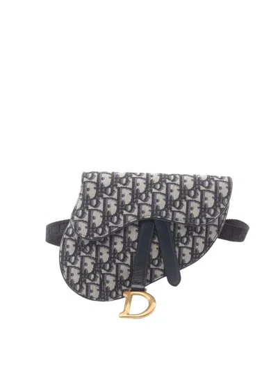 Pre-owned Dior 2019 Oblique Canvas Saddle Belt Bag In Blue