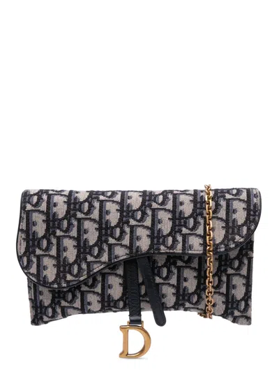 Pre-owned Dior 2019 Oblique Canvas Saddle Wallet On Chain Crossbody Bag