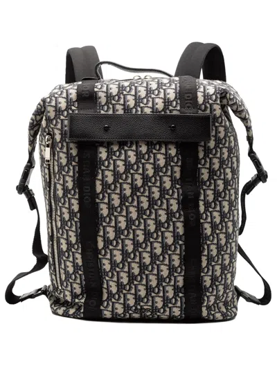 Pre-owned Dior 2019 Oblique Canvas Safari Backpack In Blue