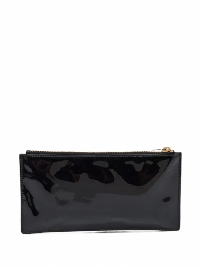 Pre-owned Dior 2019 Patent Leather Zipper Wallet In Black