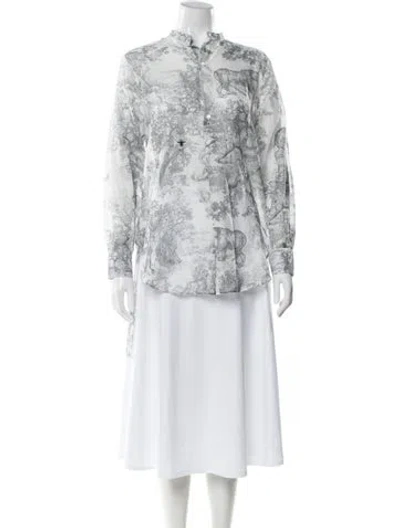 Pre-owned Dior 2019 Printed Button-up Top In Gray