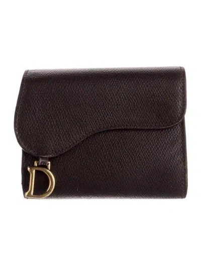 Pre-owned Dior 2019 Saddle Lotus Wallet In Burgundy