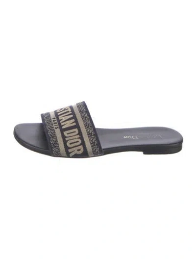 Pre-owned Dior 2019 Signature Logo Slides In Blue