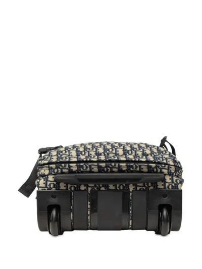 Pre-owned Dior 2019 Small Oblique Canvas Travel Suitcase Travel Bag In Blue