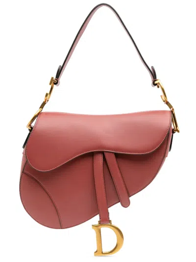 Pre-owned Dior 2019 Smooth Calfskin Saddle Bag Shoulder Bag In Red