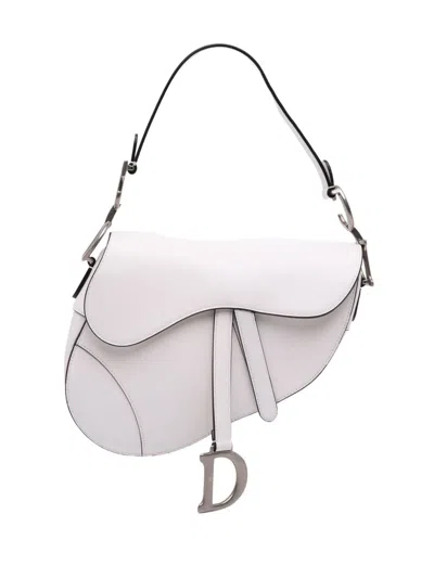 Pre-owned Dior 2019 Smooth Calfskin Saddle Bag Shoulder Bag In White