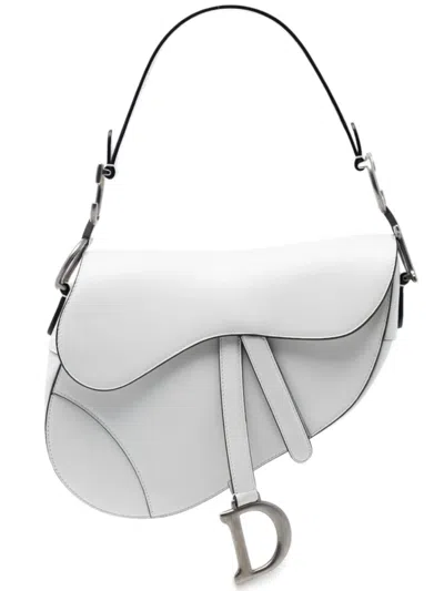 Pre-owned Dior 2019 Smooth Calfskin Saddle Bag Shoulder Bag In White