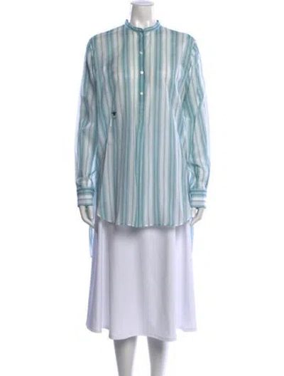 Pre-owned Dior 2019 Striped Button-up Top In Blue