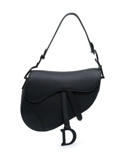 Pre-owned Dior 2019 Ultra Matte Calfskin Saddle Bag Shoulder Bag In Black