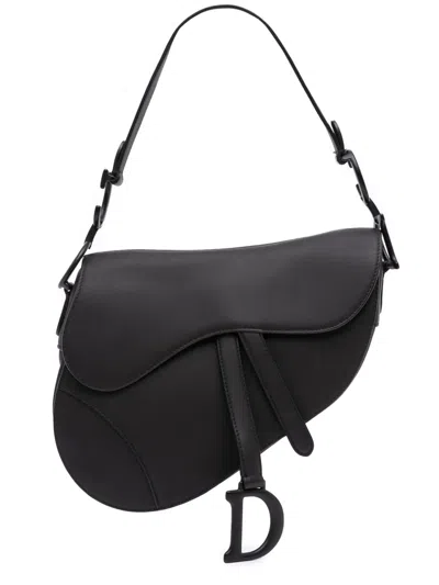 Pre-owned Dior 2019 Ultra Matte Calfskin Saddle Bag Shoulder Bag In Black