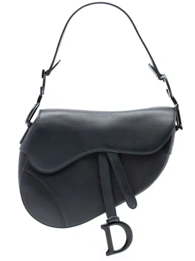 Pre-owned Dior 2019 Ultra Matte Calfskin Saddle Bag Shoulder Bag In Black