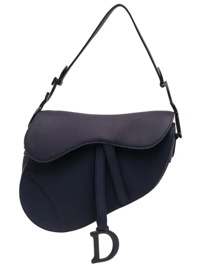 Pre-owned Dior 2019 Ultra Matte Calfskin Saddle Bag Shoulder Bag In Blue