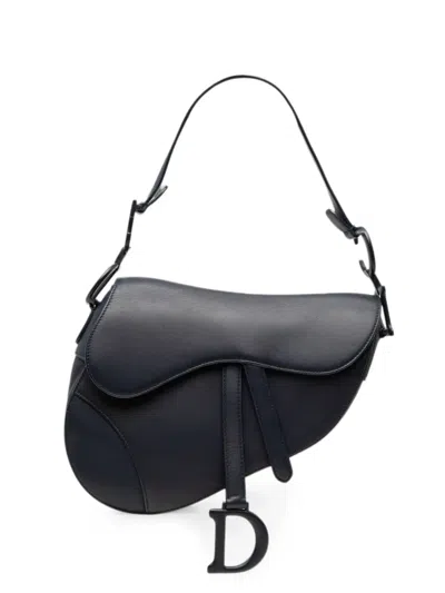 Pre-owned Dior 2019 Ultra Matte Calfskin Saddle Bag Shoulder Bag In Blue