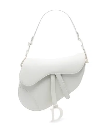 Pre-owned Dior 2019 Ultra Matte Calfskin Saddle Bag Shoulder Bag In White