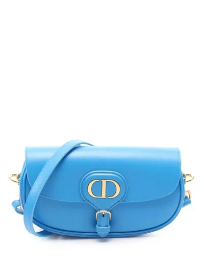 Pre-owned Dior 2020-2024 Calfskin Bobby East West Crossbody Bag In Blue