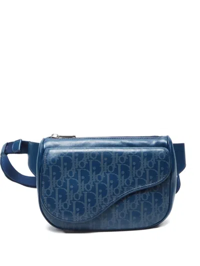 Pre-owned Dior 2020-2024 Oblique Belt Bag In Blue