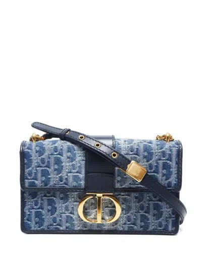 Pre-owned Dior 2020-2025 Montaigne East-west Shoulder Bag In Blue