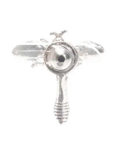 Pre-owned Dior 2020-2025s Bee-motif Earrings In Silver