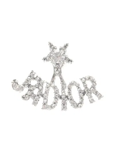 Pre-owned Dior 2020-2025s J'a-lettering Earrings In Silver