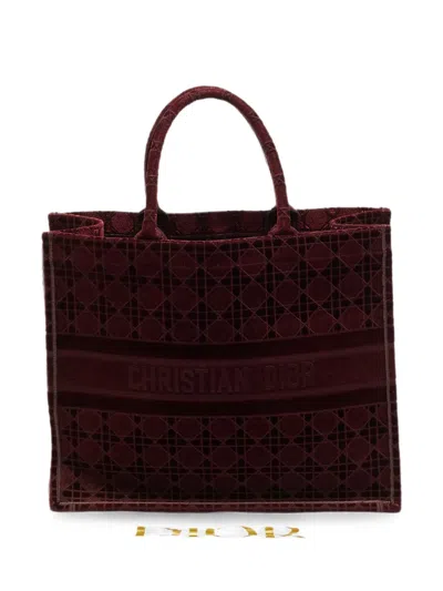 Dior 2020 Book Embroidered Cannage Tote Bag In Brown