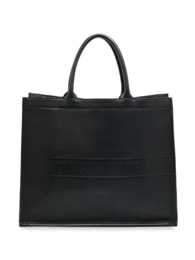 Pre-owned Dior 2020 Book Leather Tote Bag In Black