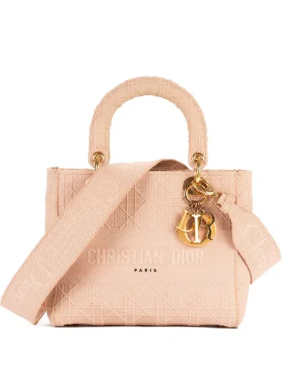 Pre-owned Dior 2020 Cannage Embroidered Handbag In Pink