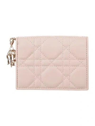 Pre-owned Dior 2020 Cannage Pattern Card Holder In Pink