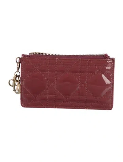 Pre-owned Dior 2020 Cannage Pattern Card Holder In Pink
