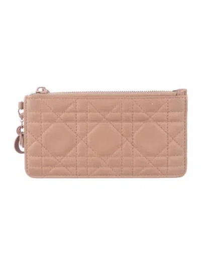 Pre-owned Dior 2020 Cannage Pattern Wallet In Pink
