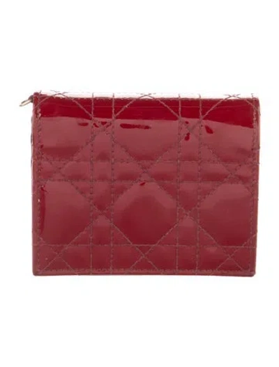Pre-owned Dior 2020 Cannage Pattern Wallet In Red