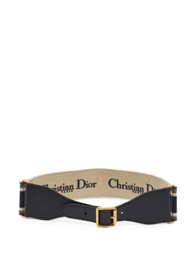Pre-owned Dior 2020 Embroidered Canvas Belt In Blue