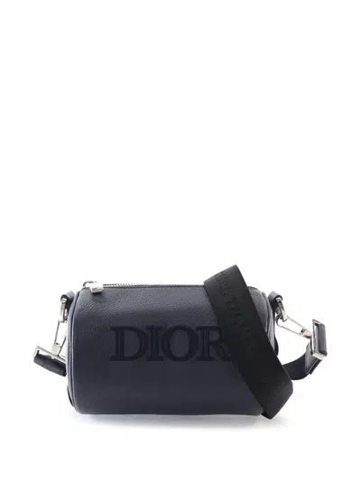 Pre-owned Dior 2020 Grained Calfskin Roller Messenger Bag Satchel In Blue
