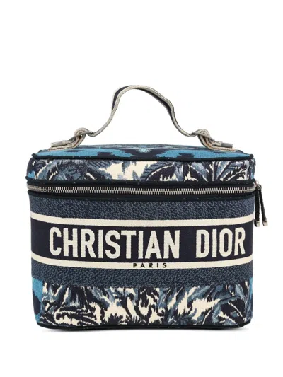 Pre-owned Dior 2020 Leaf-jacquard Vanity Bag In Blue