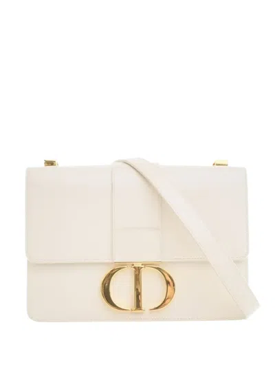 Pre-owned Dior 2020 Leather 30 Montaigne Flap Crossbody Bag In White