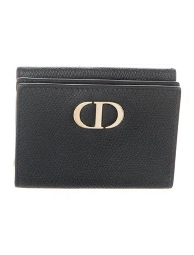 Pre-owned Dior 2020 Leather Compact Wallet In Black